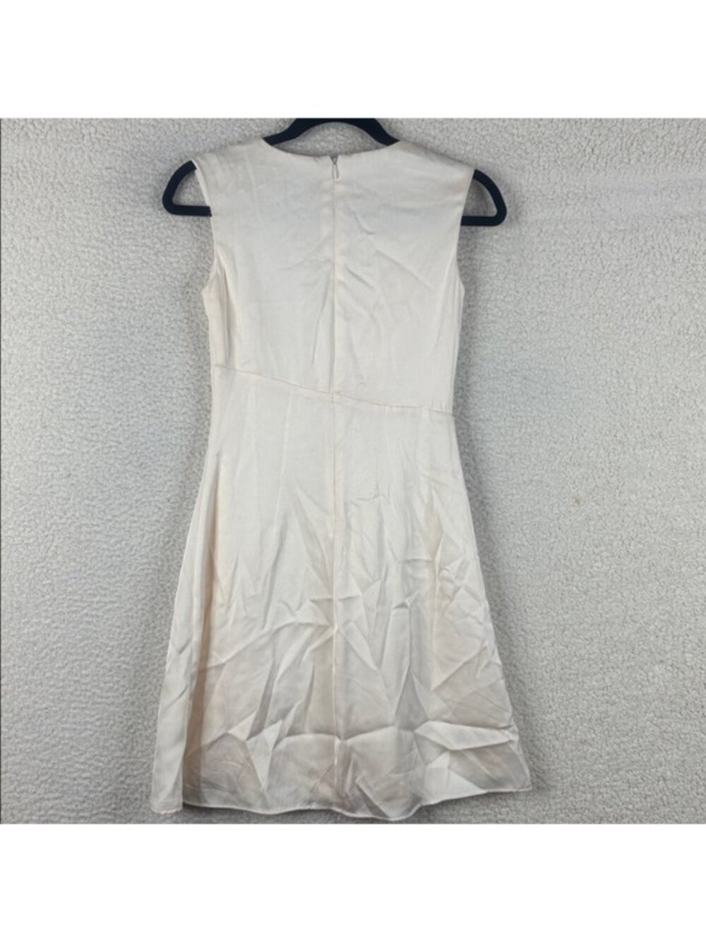 NWT DKNY Womens Cream Asymmetric Pleated Bodice Ruffle Dress Petite Size 0P - Picture 8 of 16
